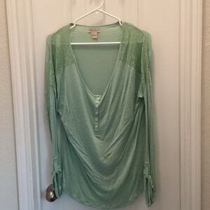 Lucky Brand mint Green V-Neck Blouse